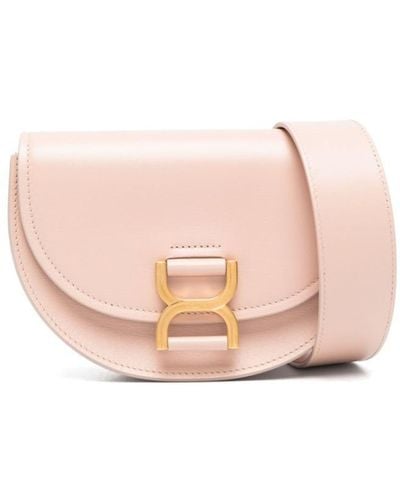 Chloé Marcie Mini Leather Crossbody Bag - Pink
