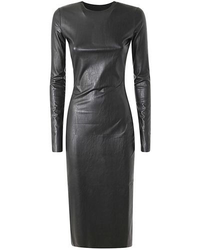 MM6 by Maison Martin Margiela Long Sleeves Midi Dress Clothing - Black