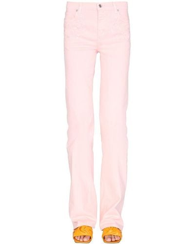 Etro Jeans With Embroidered Floral Detail - Pink