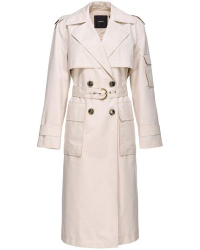 Pinko Trench Coat With Belt - Natural