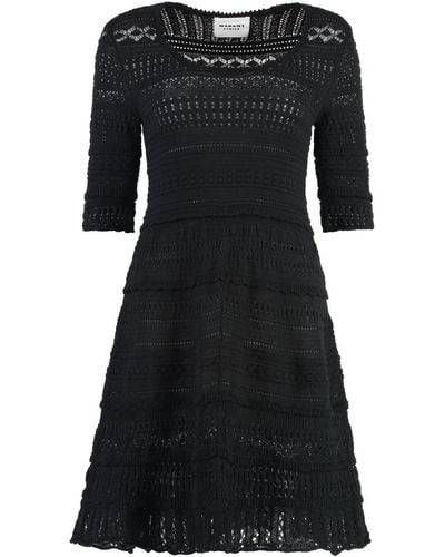 Isabel Marant Embroidered Cotton Mini Dress - Black
