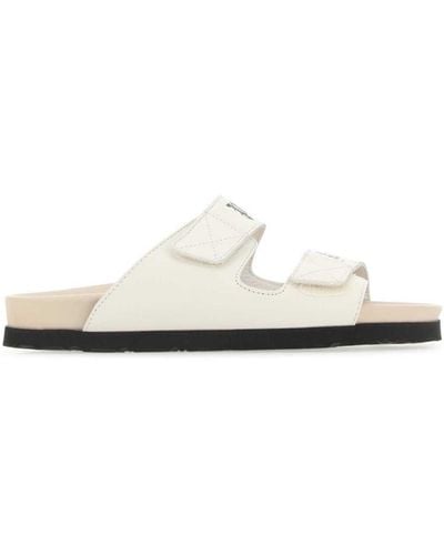 Palm Angels Ivory Leather Slippers - White