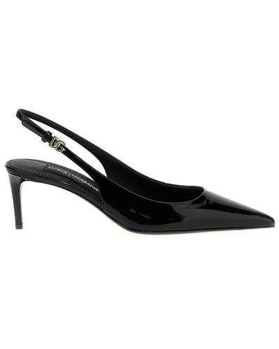 Dolce & Gabbana Court Shoes With Dg Back Strap - Black