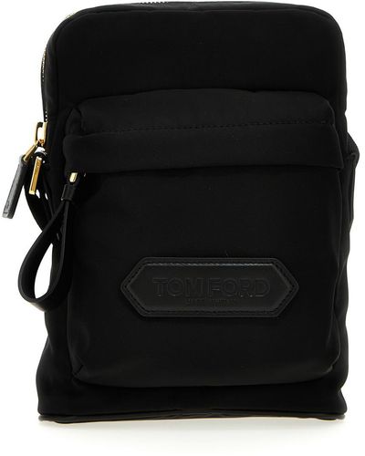 Tom Ford Logo Nylon Crossbody Bag Crossbody Bags - Black