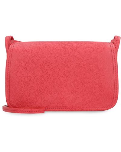 Longchamp Le Foulonné Leather Crossbody Bag - Red