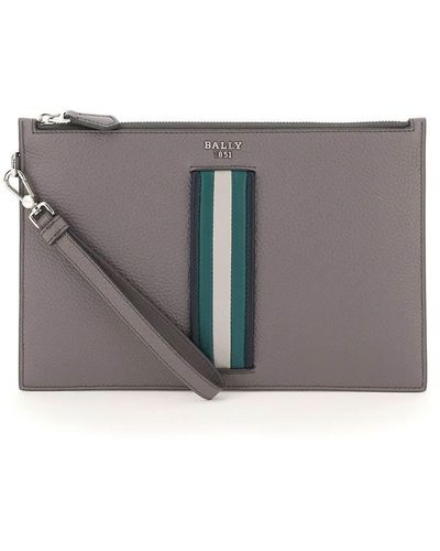 Bally Leather Benery Pouch - Grey