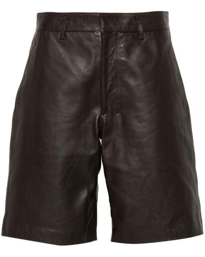 Lemaire Leather Knee Shorts - Gray