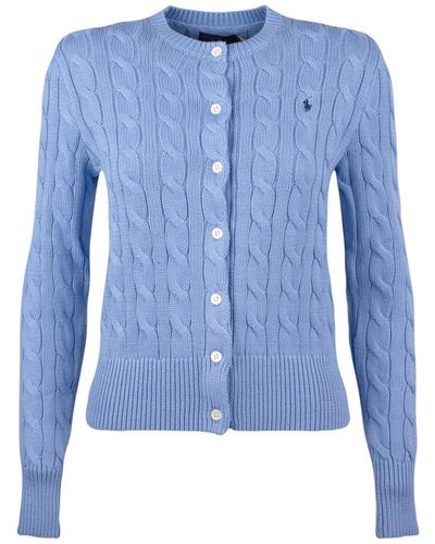 Ralph Lauren Crew-neck Cotton Cable-knit Cardigan New Blue Litchfield