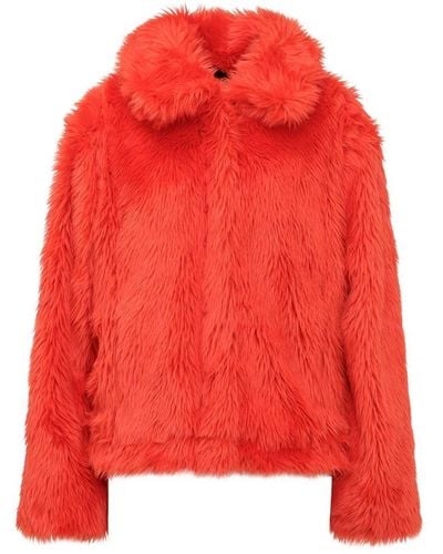 MSGM Jacket With Fur - Red