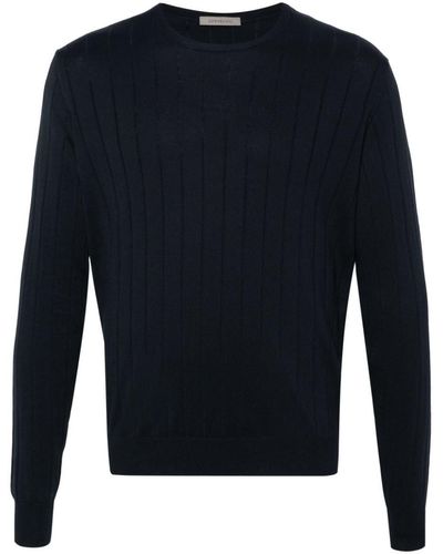 Corneliani Ribbed Cotton Sweater - Blue