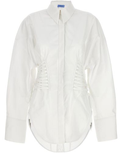 Mugler Laced-up Shirt, Blouse - White