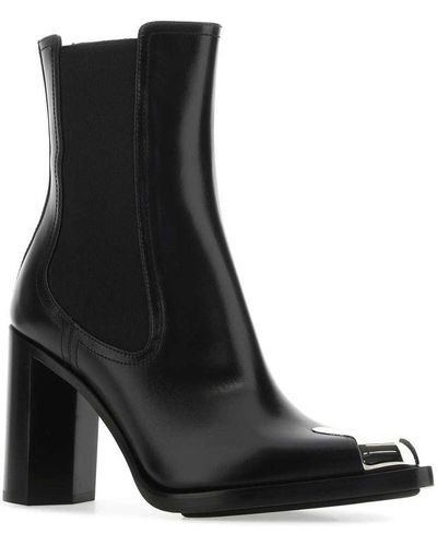Alexander McQueen Leather Heeled Ankle Boots 90 - Black