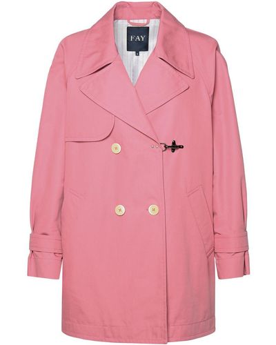 Fay Double-Breasted Cotton Trench Coat - Pink