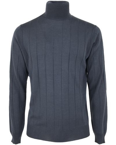 FILIPPO DE LAURENTIIS Royal Merino Long Sleeves Turtle Neck Sweater - Blue
