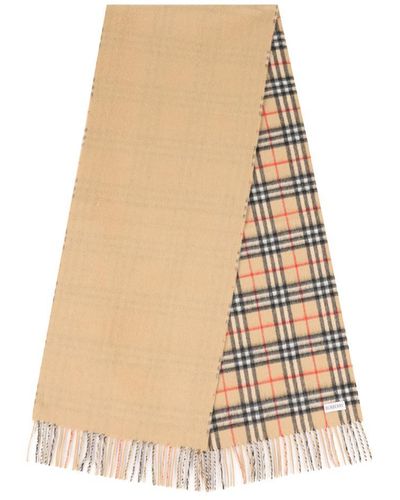 Burberry Checked Fringed-edge Scarf - Natural