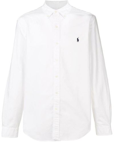 Ralph Lauren Logo-embroidered Slim-fit Cotton-poplin Shirt X - White