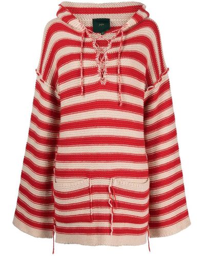 Jejia Striped Wool Hoodie - Red
