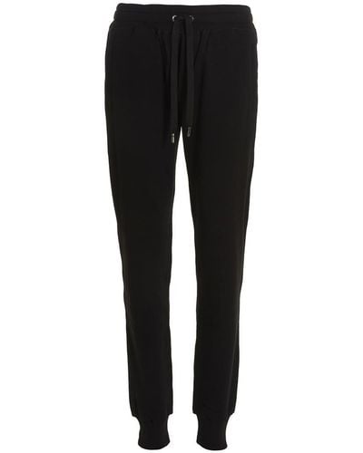 Dolce & Gabbana Logo Embroidered Cotton Track Trousers. - Black