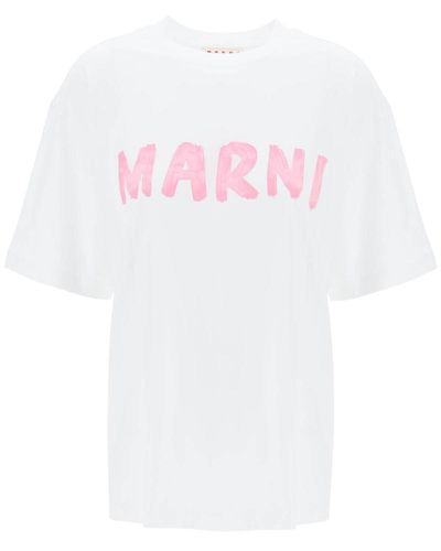 Marni T Shirt With Maxi Logo Print - White