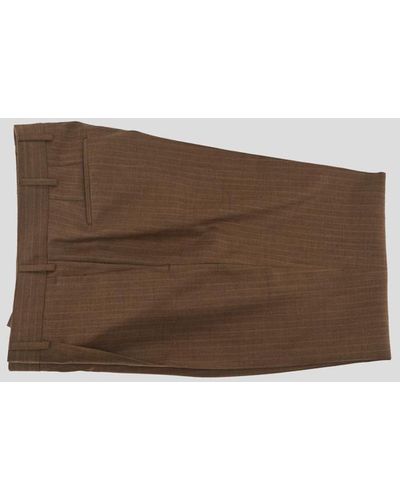 PT Torino Striped Wool Suit - Brown