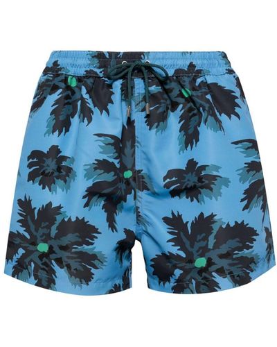 Paul Smith Palm Burst Print Swim Shorts - Blue