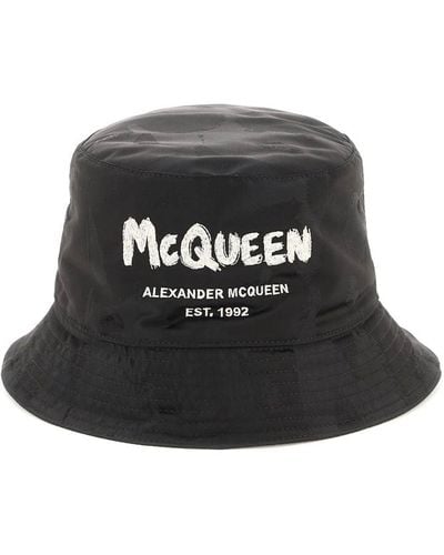 Alexander McQueen Graffiti Logo Bucket Hat - Black