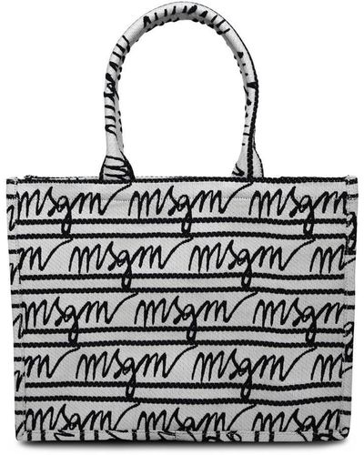 MSGM Medium 'Tote' Two-Tone Tela Bag - Black