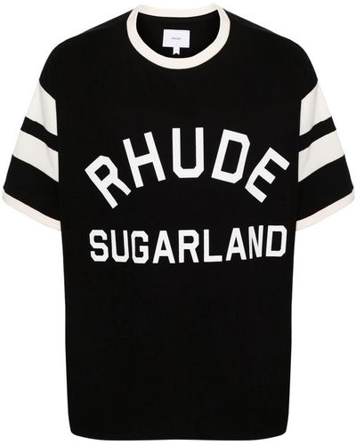 Rhude Sugarland Ringer Cotton T-Shirt - Black