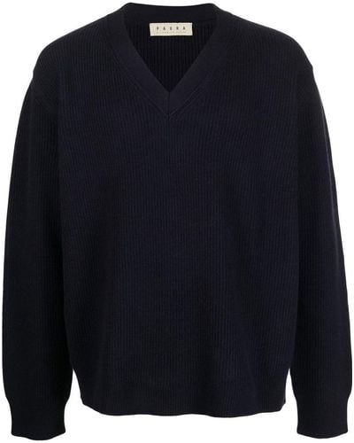 Paura V-neck Wool Sweater - Blue