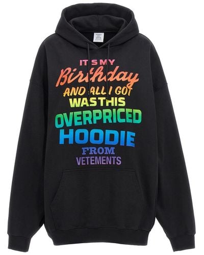 Vetements Overpriced Birthday Hoodie Sweatshirt - Black