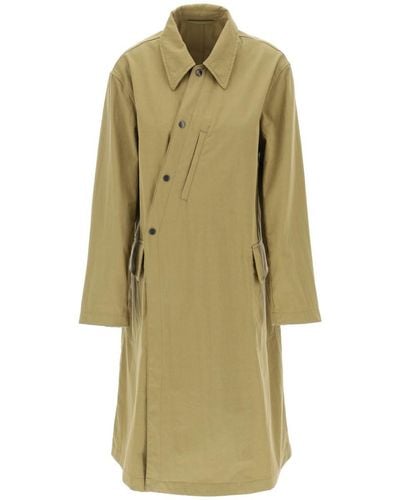Lemaire Asymmetric Buttoned Trench Coat - Green