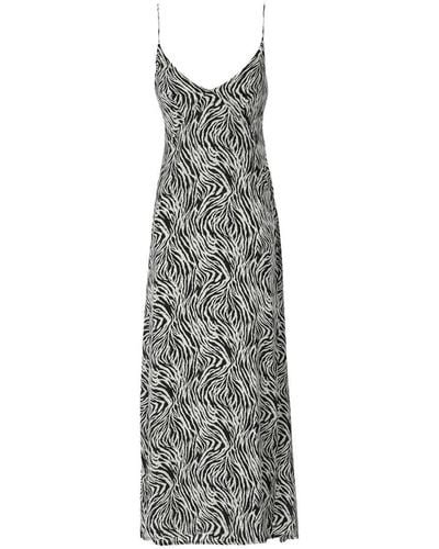 WEILI ZHENG Zebra Print Chiffon Dress - Grey