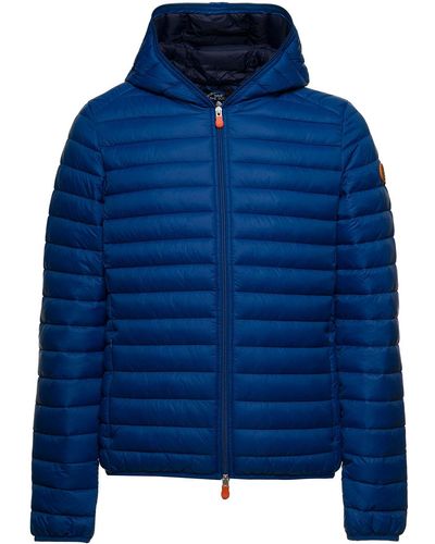 Save The Duck Man's Donald Blue Quilted Nylon Ecological Down Jacket