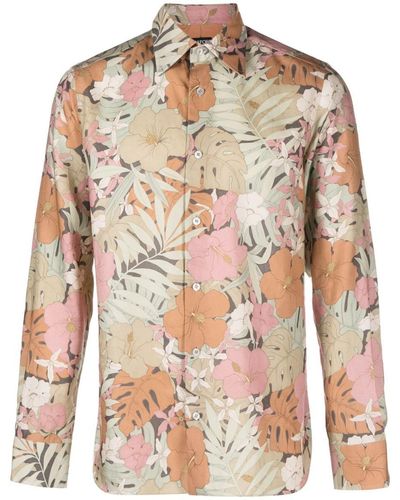 Tom Ford Floral-print Lyocell Shirt - Brown