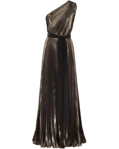 Max Mara Franz - Silk Lamé One-shoulder Dress - Black