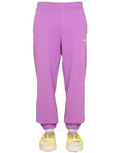 MSGM jogging Trousers With Logo - Purple