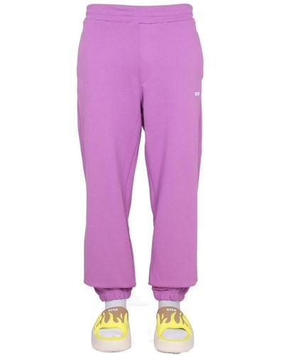 MSGM jogging Pants With Logo - Purple