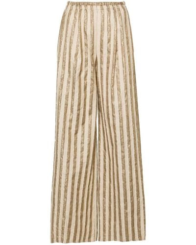 Forte Forte Linen And Cotton Blend Lurex Striped Trousers - Natural