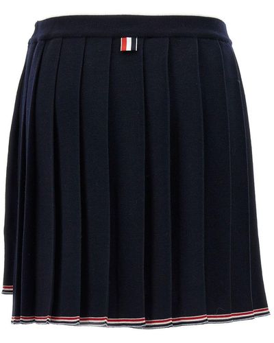 Thom Browne Virgin Wool Full Needle Skirt - Blue