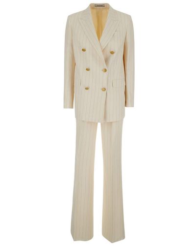 Tagliatore Striped Double-Breasted Suit - Natural