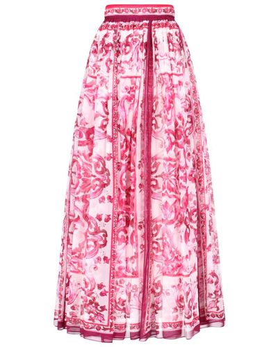 Dolce & Gabbana Maiolica Print Maxi Skirt - Pink