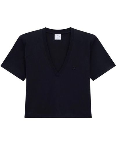 Courreges T-Shirt With Logo Application - Blue