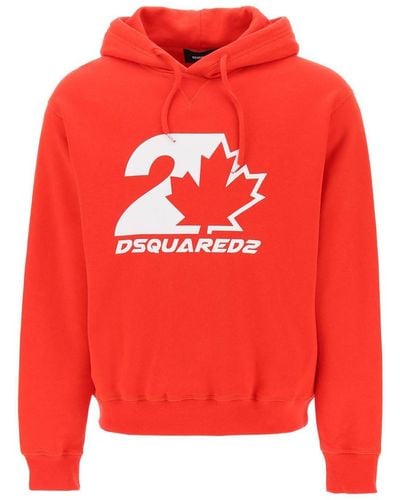 DSquared² Printed Hoodie - Red