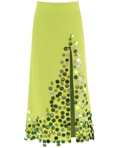 Art Dealer Midi Skirt With Maxi Sequins - Green