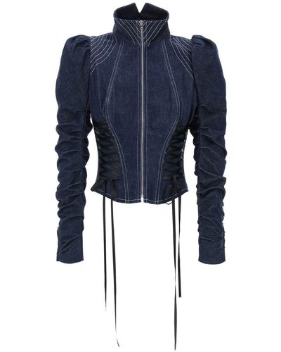Dilara Findikoglu Denim Jacket With Corset Detailing - Blue