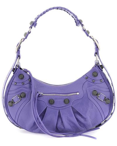 Balenciaga Leather Le Cagole Xs Bag - Purple