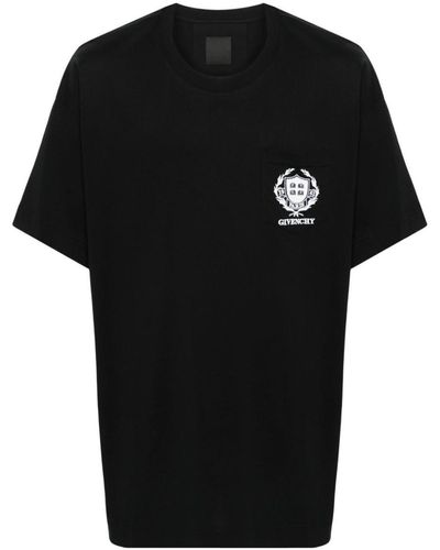 Givenchy Logo-Embroidered Cotton T-Shirt - Black