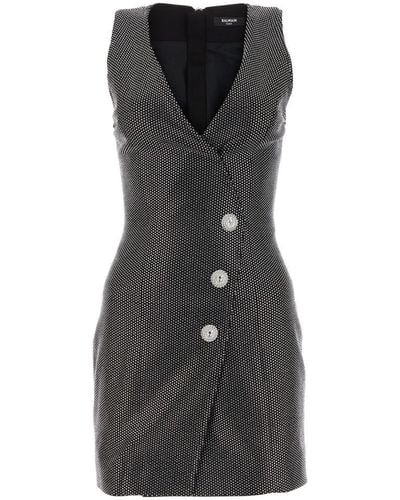 Balmain Sleeveless Embellished Mini Dress - Black