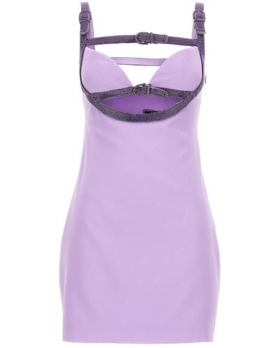 Versace X Dua Lipa Crystal Cut Out Dress Dresses - Purple