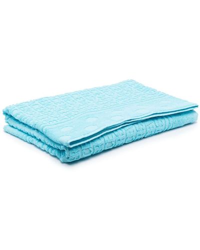 Versace Towel With Jacquard Logo - Blue